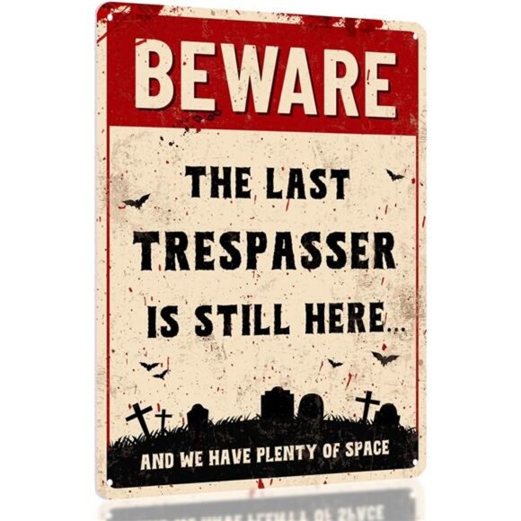 Funny Halloween Decor Sign - Halloween Graveyard Decorations - Picture 1 of 7